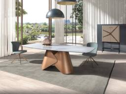 Angel Cerda High Sideboard, Mink Faux Leather, Walnut, Black Steel Legs, 90 x 150 cm in Beige - thumbnail 4