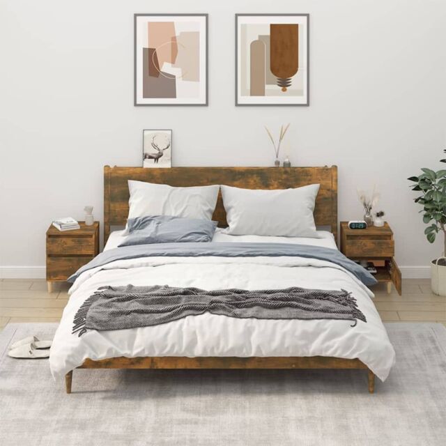 Berkfield Home Bedside Cabinets 2 pcs Smoked Oak 40x35x50 cm in Brown - Size: 40 x 35 x 50 cm - image 1