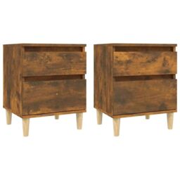 Berkfield Home Bedside Cabinets 2 pcs Smoked Oak 40x35x50 cm in Brown - Size: 40 x 35 x 50 cm - thumbnail 2