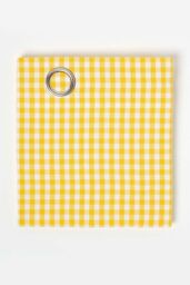 Homescapes Cotton Gingham Eyelet Curtain Pair in Yellow - Size: 140 cm width x 229 cm drop - thumbnail 2