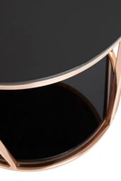Orsina Modern Round Chrome Finish Side Table, Durable Side Table For Livingroom, Tempered Glass Modern Side Table in Rose Gold - thumbnail 3