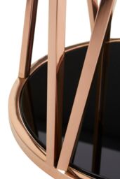 Orsina Modern Round Chrome Finish Side Table, Durable Side Table For Livingroom, Tempered Glass Modern Side Table in Rose Gold - thumbnail 4