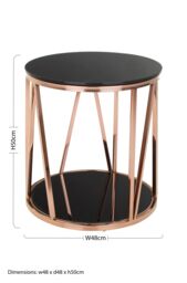 Orsina Modern Round Chrome Finish Side Table, Durable Side Table For Livingroom, Tempered Glass Modern Side Table in Rose Gold - thumbnail 5