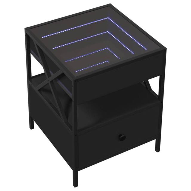 Berkfield Home Decorative Coffee Table with Infinity LED Black 40x40x51 cm - Size: 40 x 40 x 51 cm - image 1