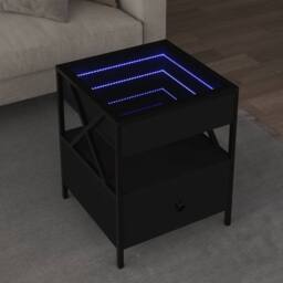 Berkfield Home Decorative Coffee Table with Infinity LED Black 40x40x51 cm - Size: 40 x 40 x 51 cm - thumbnail 2