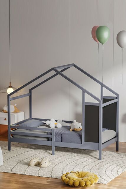 Living and Home 197x97x168cm Grey Blackboard Pine Bed - Size: 197 x 97 x 168 cm - image 1
