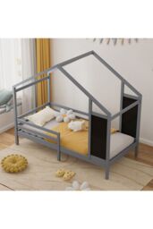 Living and Home 197x97x168cm Grey Blackboard Pine Bed - Size: 197 x 97 x 168 cm - thumbnail 2