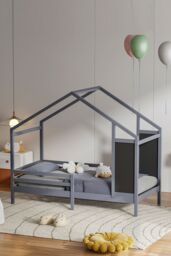 Living and Home 197x97x168cm Grey Blackboard Pine Bed - Size: 197 x 97 x 168 cm - thumbnail 1