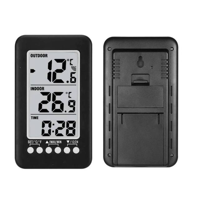 KORVIXA Wireless Indoor/Outdoor Thermometer Clock Digital Accurate in Black - Size: 0.6m2 - image 1