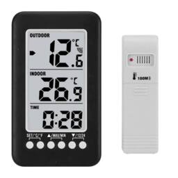 KORVIXA Wireless Indoor/Outdoor Thermometer Clock Digital Accurate in Black - Size: 0.6m2 - thumbnail 4