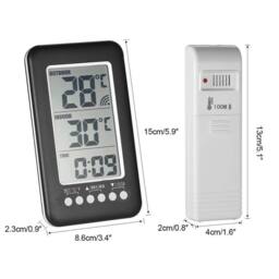 KORVIXA Wireless Indoor/Outdoor Thermometer Clock Digital Accurate in Black - Size: 0.6m2 - thumbnail 2