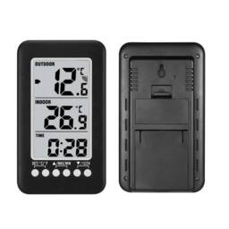 KORVIXA Wireless Indoor/Outdoor Thermometer Clock Digital Accurate in Black - Size: 0.6m2
