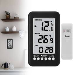 KORVIXA Wireless Indoor/Outdoor Thermometer Clock Digital Accurate in Black - Size: 0.6m2 - thumbnail 6