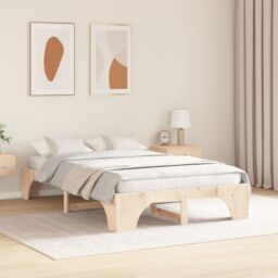 Berkfield Home Bed Frame Natural wood Solid Pine wood 120 x 190 cm in Brown - thumbnail 5