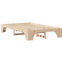 Berkfield Home Bed Frame Natural wood Solid Pine wood 120 x 190 cm in Brown - thumbnail 2