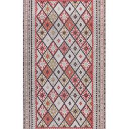 Wyld and Coco Flat-Weave Cotton Area Rug 80 x 150 cm - Multicolour Geometric in Beige - Size: 80 cm x 150 cm - thumbnail 2