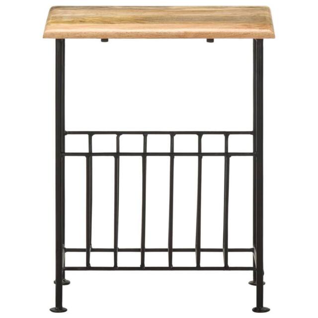 Berkfield Home Magazine Rack 40x30x50 cm Solid Mango Wood & Steel in Black - Size: 40 x 30 x 50 cm - image 1