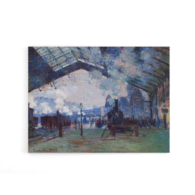 "Artery8 Claude Monet Arrival Of Normandy Train Canvas Wall Art Print in Blue - Size: W18"" x H24""" - image 1