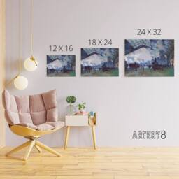"Artery8 Claude Monet Arrival Of Normandy Train Canvas Wall Art Print in Blue - Size: W18"" x H24""" - thumbnail 4