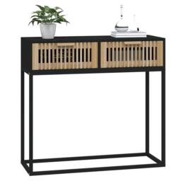 Berkfield Home Console Table Black 80x30x75 cm Engineered Wood & Iron - Size: 80 x 30 x 75 cm - thumbnail 3