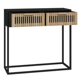 Berkfield Home Console Table Black 80x30x75 cm Engineered Wood & Iron - Size: 80 x 30 x 75 cm - thumbnail 5