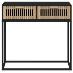 Berkfield Home Console Table Black 80x30x75 cm Engineered Wood & Iron - Size: 80 x 30 x 75 cm - thumbnail 4