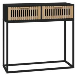 Berkfield Home Console Table Black 80x30x75 cm Engineered Wood & Iron - Size: 80 x 30 x 75 cm - thumbnail 2