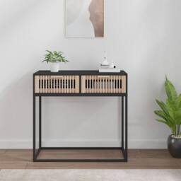 Berkfield Home Console Table Black 80x30x75 cm Engineered Wood & Iron - Size: 80 x 30 x 75 cm - thumbnail 1