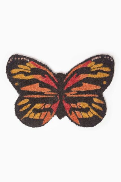 Homescapes Orange Butterfly Coir Doormat - Size: 40 cm x 60 cm - image 1