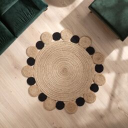 Orsina Bosie Demir Small Round Jute Rug in Black - Size: 100 cm diameter - thumbnail 1