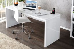 FurnitureboxUK Enzo White High Gloss Rectangular Office Desk - thumbnail 4