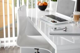 FurnitureboxUK Enzo White High Gloss Rectangular Office Desk - thumbnail 2