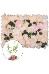 Neel Blue Hydrangea Artificial Flower Wall Panel for Wedding Decoration in Peach - thumbnail 2