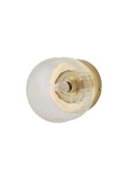 ValueLights Calpe Pair of Small Ribbed Glass Flush Ceiling Wall Lights with Bulbs in Gold - thumbnail 7
