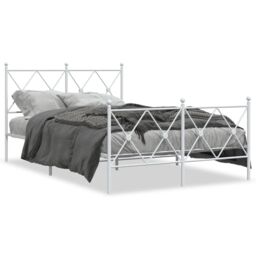 Berkfield Home Metal Bed Frame without Mattress with Footboard White 120x190cm - Size: 120x190 cm - thumbnail 2