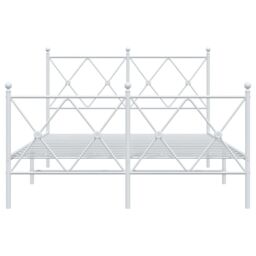 Berkfield Home Metal Bed Frame without Mattress with Footboard White 120x190cm - Size: 120x190 cm - thumbnail 4