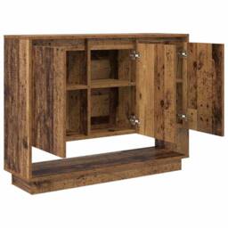 Berkfield Home Sideboard with Shelf with Door Old wood 97 x 29 x 75 cm Engineere in Brown - thumbnail 5