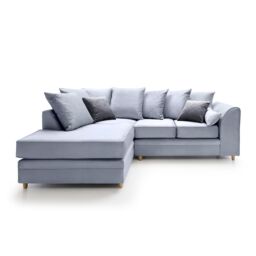 Abakus Direct Chicago Spill-Proof Velvet Left Hand Facing Corner Sofa in Light Blue - thumbnail 2