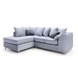 Abakus Direct Chicago Spill-Proof Velvet Left Hand Facing Corner Sofa in Light Blue - thumbnail 3