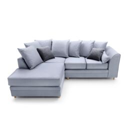 Abakus Direct Chicago Spill-Proof Velvet Left Hand Facing Corner Sofa in Light Blue - thumbnail 5