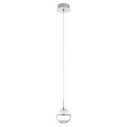 Loops Pendant Light Colour Chrome Shade White Clear Glass Crystal Bulb LED 1x5W - thumbnail 1