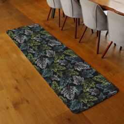 Benjamin Tate Design Leaf Print On Dark Bachground Runner Rug in Natural - Size: 67 cm x 230 cm - thumbnail 2