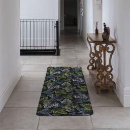 Benjamin Tate Design Leaf Print On Dark Bachground Runner Rug in Natural - Size: 67 cm x 230 cm - thumbnail 3