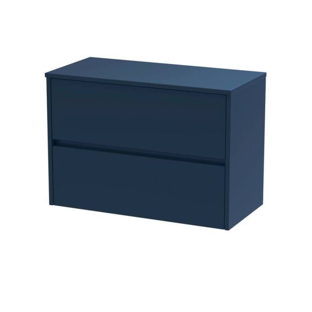 Balterley Chartley Contemporary 2 Drawer Wall Hung Vanity Unit, 800mm in Blue - image 1