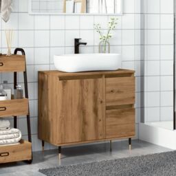 Berkfield Home Bathroom Cabinet Artisan Oak 65x33x60 cm Engineered Wood in Brown - Size: 65 x 33 x 60 cm - thumbnail 3