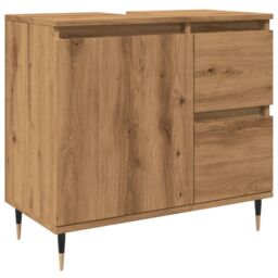 Berkfield Home Bathroom Cabinet Artisan Oak 65x33x60 cm Engineered Wood in Brown - Size: 65 x 33 x 60 cm - thumbnail 2