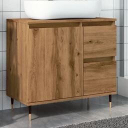 Berkfield Home Bathroom Cabinet Artisan Oak 65x33x60 cm Engineered Wood in Brown - Size: 65 x 33 x 60 cm - thumbnail 1