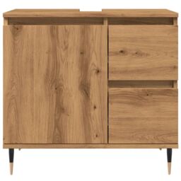 Berkfield Home Bathroom Cabinet Artisan Oak 65x33x60 cm Engineered Wood in Brown - Size: 65 x 33 x 60 cm - thumbnail 4