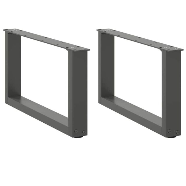 Berkfield Home Coffee Table Legs U-Shaped 2 pcs Anthracite 70x(30-31) cm Steel in Black - image 1