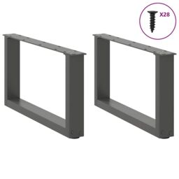 Berkfield Home Coffee Table Legs U-Shaped 2 pcs Anthracite 70x(30-31) cm Steel in Black - thumbnail 3